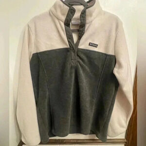 Women’s Columbia Pullover Jacket Fleece like new Large cream and gray